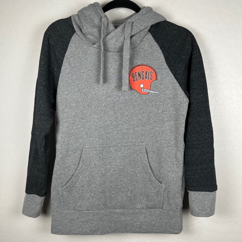 NFL Pro Line Bengals Football Helmet Pullover‎ Hoodie Gray Black Size M Soft